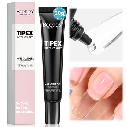 Beetles Tipex Nail Glue 20g - Super Strong Solid Gel for Nail Tips, Soak-Off UV, No Hand-Hold Needed, 28+ Days Lasting, Professional & Beginner-Friendly Avelisse