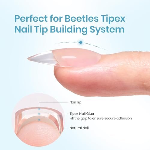 Beetles Tipex Nail Glue 20g - Super Strong Solid Gel for Nail Tips, Soak-Off UV, No Hand-Hold Needed, 28+ Days Lasting, Professional & Beginner-Friendly Avelisse