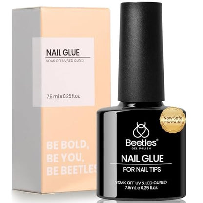 beetles Gel Polish 9 in 1 Gel Nail Glue for Clear Acrylic Nails Tips – Long Lasting Super Strong Brush Nail Glue for Fake Nails, Base Blooming Nail Gel, New Safe Formula, UV Light Cure
