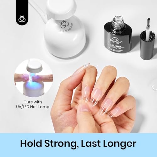 beetles Gel Polish 9 in 1 Gel Nail Glue for Clear Acrylic Nails Tips – Long Lasting Super Strong Brush Nail Glue for Fake Nails, Base Blooming Nail Gel, New Safe Formula, UV Light Cure - görsel 6