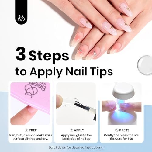 beetles Gel Polish 9 in 1 Gel Nail Glue for Clear Acrylic Nails Tips – Long Lasting Super Strong Brush Nail Glue for Fake Nails, Base Blooming Nail Gel, New Safe Formula, UV Light Cure - görsel 8