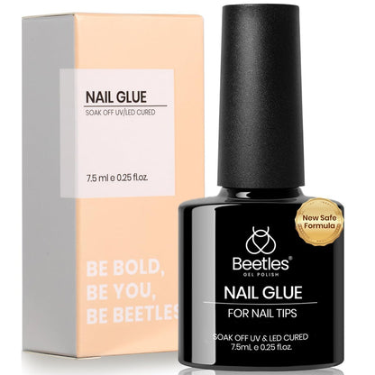 beetles Gel Polish 9 in 1 Gel Nail Glue for Clear Acrylic Nails Tips – Long Lasting Super Strong Brush Nail Glue for Fake Nails, Base Blooming Nail Gel, New Safe Formula, UV Light Cure