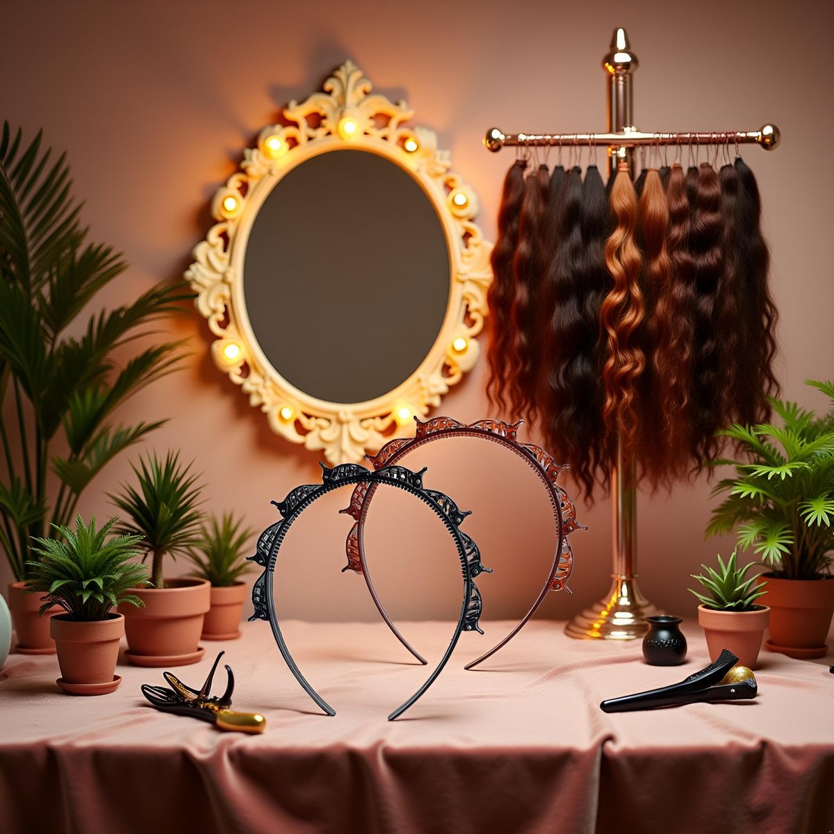 2-Pack Double Bangs Hairstyle Hairpin Headband with 8 Small Clips - Women's Double Layer Twist Plait Hair Tool for Curly, Thick Hair - Toothed Hair Bands Braid Tool, Black and Reddish Brown - görsel 9