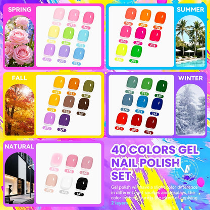 VANREESA 115-Piece Gel Nail Polish Kit with UV Light & Nail Drill – Complete Starter Set with 40 All-Season Colors, Base & Top Coat, Almond Nail Tips, Gift for Women Avelisse