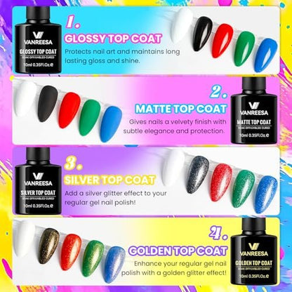 VANREESA 115-Piece Gel Nail Polish Kit with UV Light & Nail Drill – Complete Starter Set with 40 All-Season Colors, Base & Top Coat, Almond Nail Tips, Gift for Women Avelisse