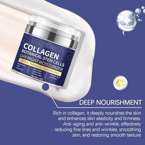 Collagen Face Moisturizer with Airless Pump - Collagen Botanical Stem Cells Cream for Skin with Retinol, Niacinamide, Hyaluronic Acid - Anti-Aging Day & Night Cream, 1.8 OZ - görsel 13