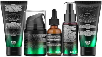 GOWLAVER Hydrating & Moisturizing Face Care Routine for Men – All Skin Types, Gift Set for Dad, Husband, Boyfriend (Green) Avelisse