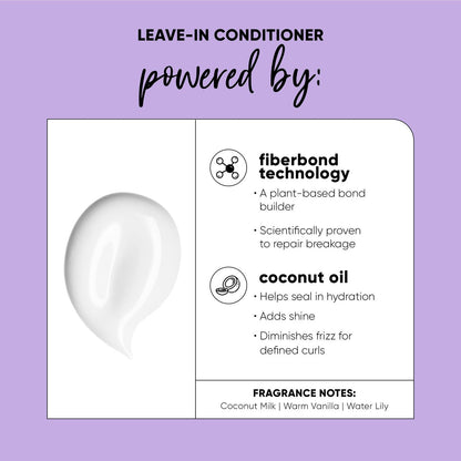 HASK Twist Tamer Leave-In Conditioner - FiberBond Technology & Coconut Oil for Wavy, Curly, Coily & Kinky Hair - Strengthens, Reduces Frizz, Boosts Hydration - Vegan, Sulfate-Free, 6.7 fl oz