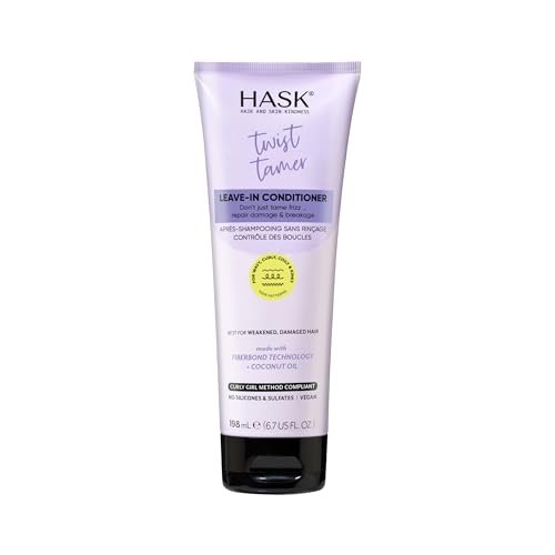 HASK Twist Tamer Leave-In Conditioner - FiberBond Technology & Coconut Oil for Wavy, Curly, Coily & Kinky Hair - Strengthens, Reduces Frizz, Boosts Hydration - Vegan, Sulfate-Free, 6.7 fl oz - görsel 2
