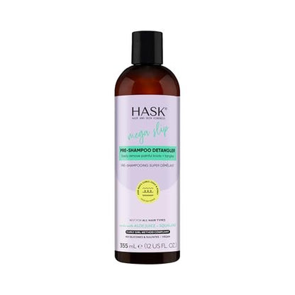 HASK Mega Slip Pre-Shampoo Detangler with Aloe Juice & Squalane – Moisturizing Detangler for Wavy, Curly, Coily & Kinky Hair, 12 fl oz