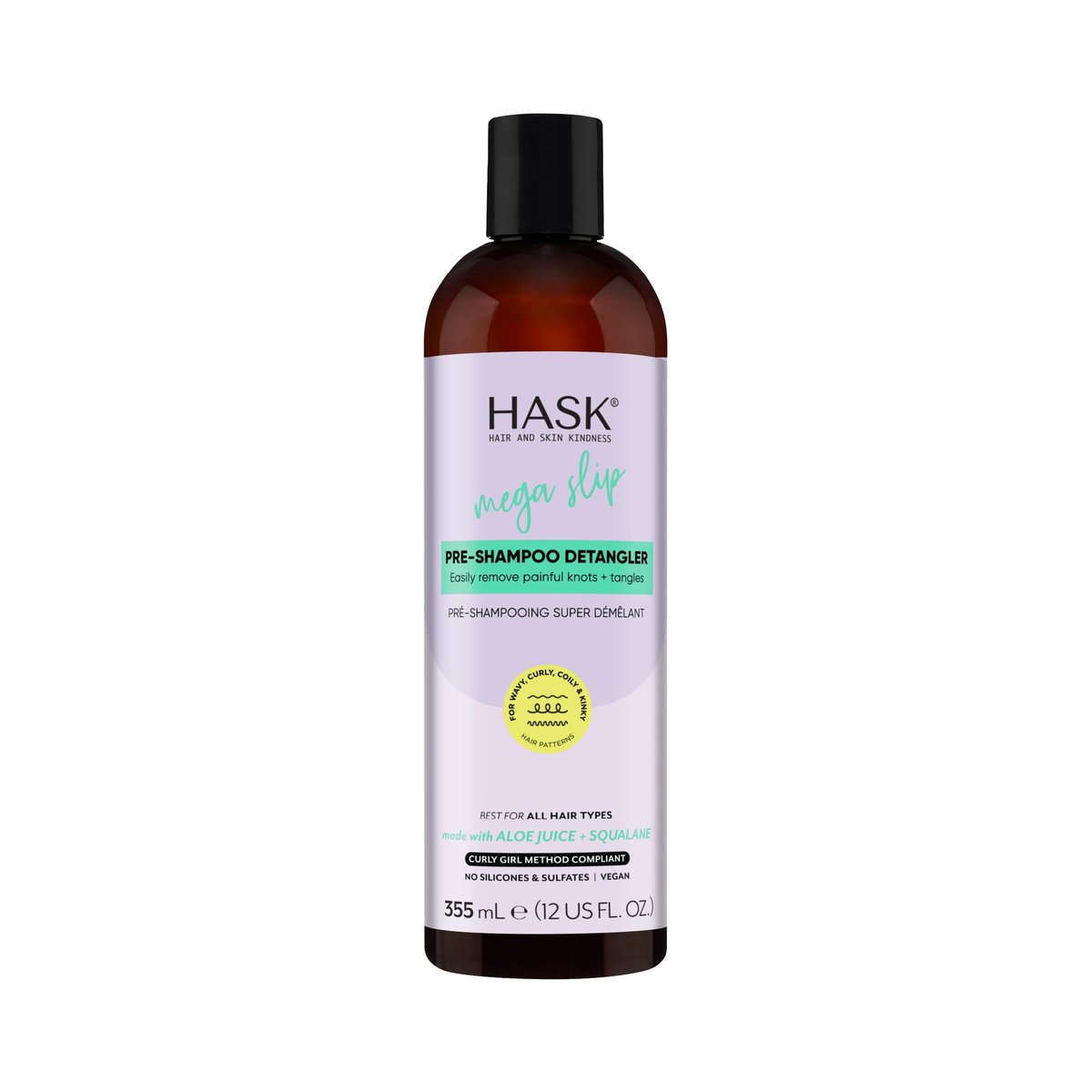HASK Mega Slip Pre-Shampoo Detangler with Aloe Juice & Squalane – Moisturizing Detangler for Wavy, Curly, Coily & Kinky Hair, 12 fl oz - görsel 1