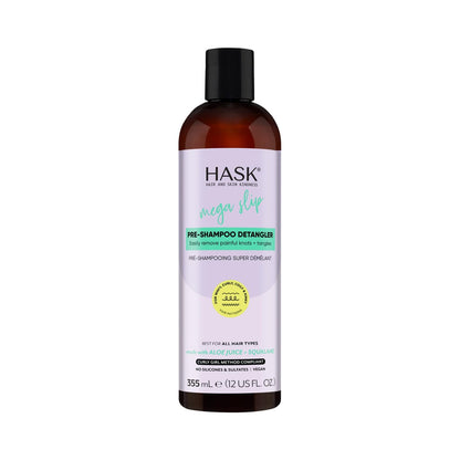 HASK Mega Slip Pre-Shampoo Detangler with Aloe Juice & Squalane – Moisturizing Detangler for Wavy, Curly, Coily & Kinky Hair, 12 fl oz
