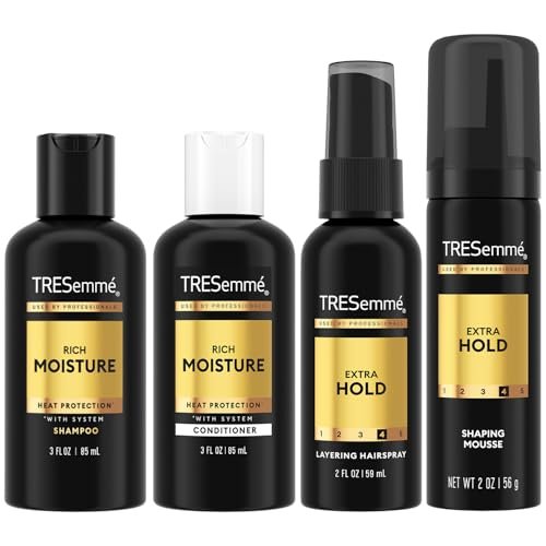 TRESemmé Rich Moisture Travel Shampoo, Conditioner, Hairspray & Hair Mousse – 4 Piece Set for 24H Frizz Control - görsel 2