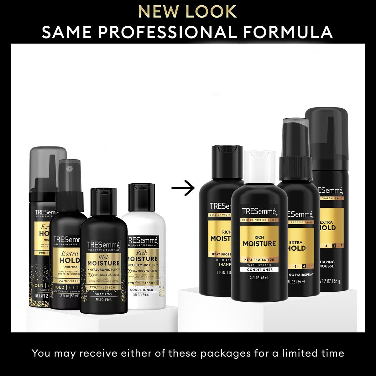 TRESemmé Rich Moisture Travel Shampoo, Conditioner, Hairspray & Hair Mousse – 4 Piece Set for 24H Frizz Control - görsel 5