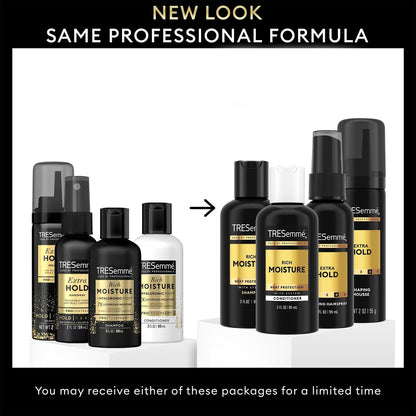 TRESemmé Rich Moisture Travel Shampoo, Conditioner, Hairspray & Hair Mousse – 4 Piece Set for 24H Frizz Control