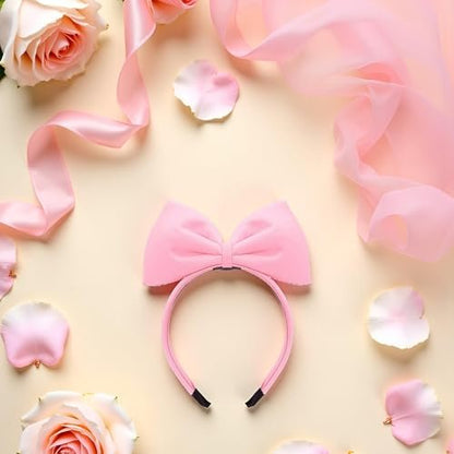 Sweet Pink Halloween Bow Headband - Women's Hair Bow Hoops for Party & Daily Wear