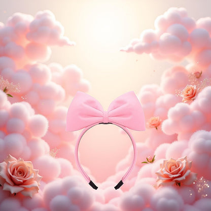 Sweet Pink Halloween Bow Headband - Women's Hair Bow Hoops for Party & Daily Wear