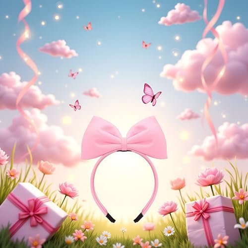 Sweet Pink Halloween Bow Headband - Women's Hair Bow Hoops for Party & Daily Wear - görsel 4
