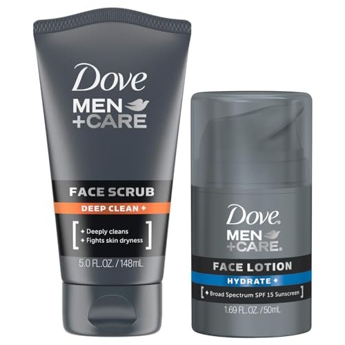 Dove Men+ Care Hydrate+ SPF 15 Face Lotion & Deep Clean+ Face Scrub Moisturizer Bundle (2-Piece Set) Avelisse