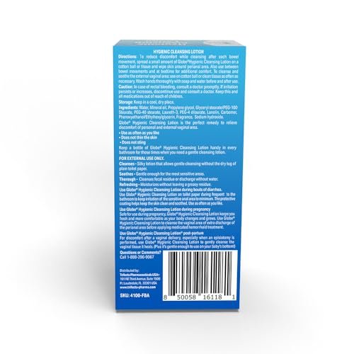 Globe Hygienic Cleansing Lotion for Men and Women – Cooling, Non-Irritating Personal Care Cleanser, Discomfort, Pain & Itch Relief for Sensitive Areas, Convenient for Travel, 3oz (Pack of 3) Avelisse