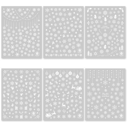 IDDFEVE Snowflake Nail Stickers - Christmas 3D Self-Adhesive Nail Art Decals, White Snowman Santa Elk Design for DIY Winter Manicure (6 Sheets) - görsel 12