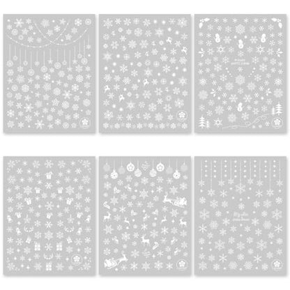 IDDFEVE Snowflake Nail Stickers - Christmas 3D Self-Adhesive Nail Art Decals, White Snowman Santa Elk Design for DIY Winter Manicure (6 Sheets)