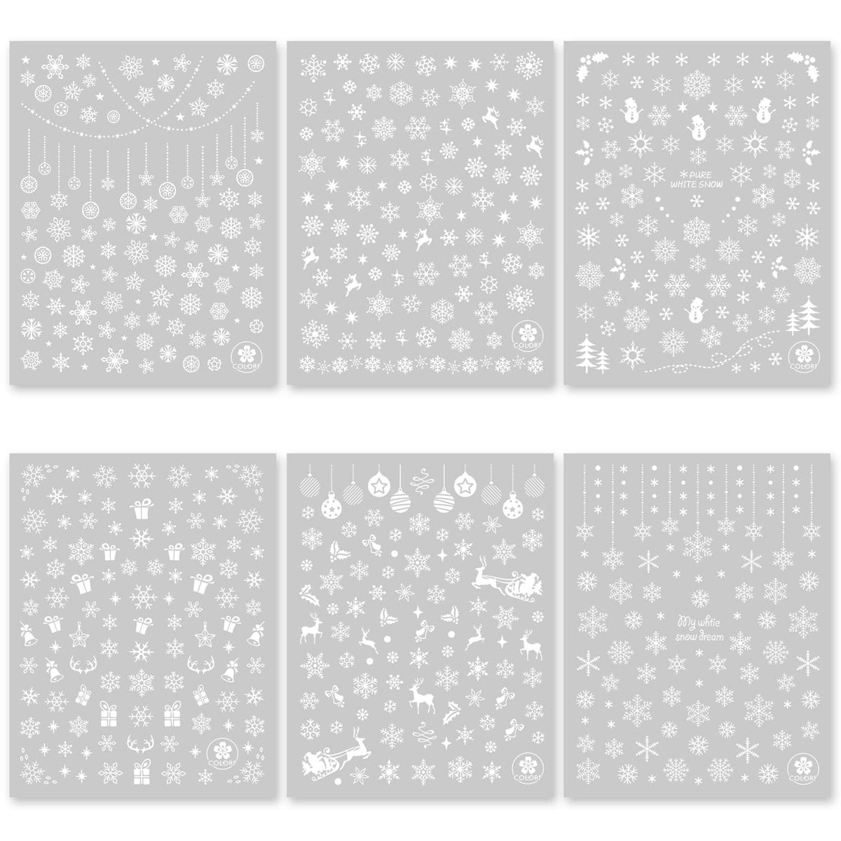IDDFEVE Snowflake Nail Stickers - Christmas 3D Self-Adhesive Nail Art Decals, White Snowman Santa Elk Design for DIY Winter Manicure (6 Sheets) - görsel 11