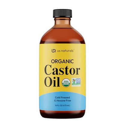 Us Naturals 16oz Organic Castor Oil – USDA Certified Organic & Non-GMO – 100% Pure, Cold-Pressed, Unrefined, Hexane-Free – Premium Oil for Skin, Hair, Lashes & Nails Avelisse