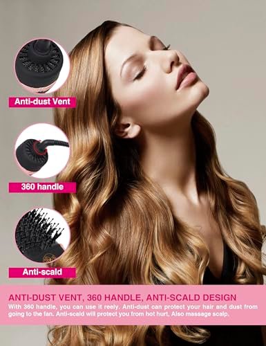 4 in 1 Ionic Hair Dryer Brush Blow Dryer Brush in One | Oval Titanium Barrel Hot Air Straightener for Smooth Frizz-Free Blowout - TWOBARCKER Avelisse