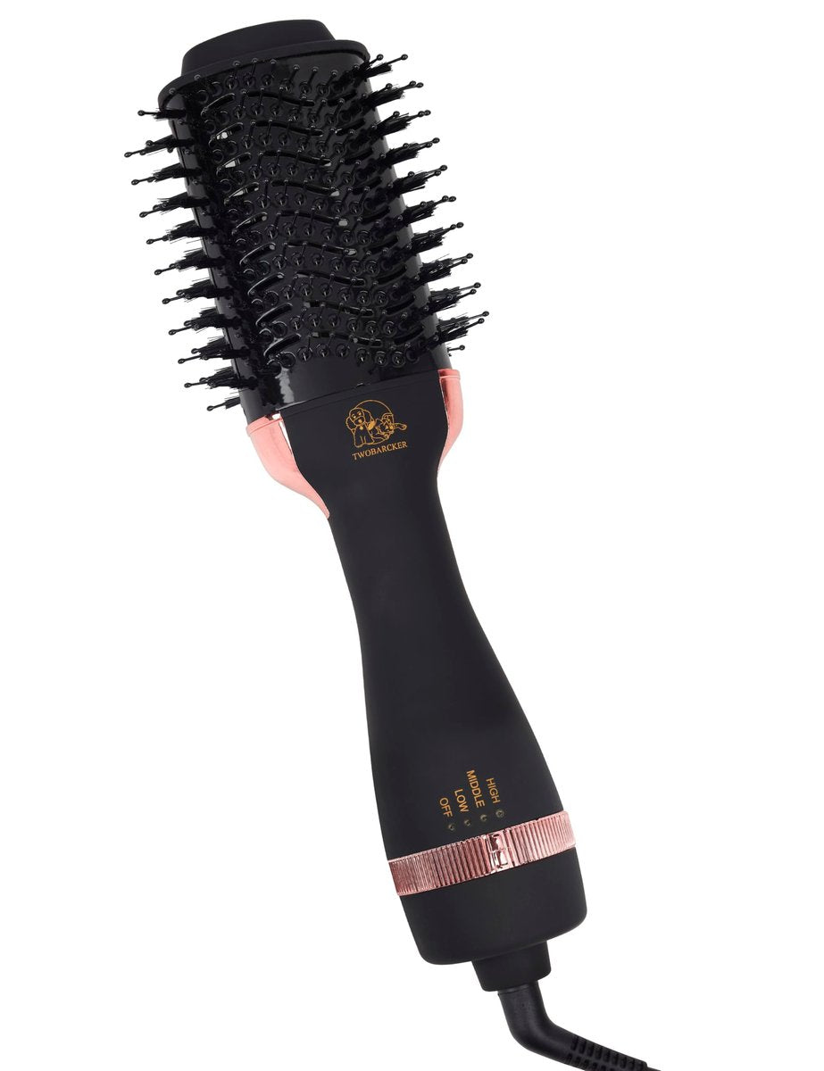 4 in 1 Ionic Hair Dryer Brush Blow Dryer Brush in One | Oval Titanium Barrel Hot Air Straightener for Smooth Frizz-Free Blowout - TWOBARCKER Avelisse