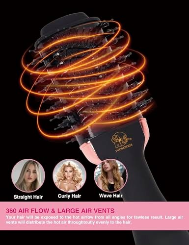 4 in 1 Ionic Hair Dryer Brush Blow Dryer Brush in One | Oval Titanium Barrel Hot Air Straightener for Smooth Frizz-Free Blowout - TWOBARCKER Avelisse