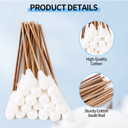 10-Inch Long Cotton Swabs (100-Pack) | Large 1/2 Inch Diameter Cotton Tipped Applicators for Cleaning Avelisse
