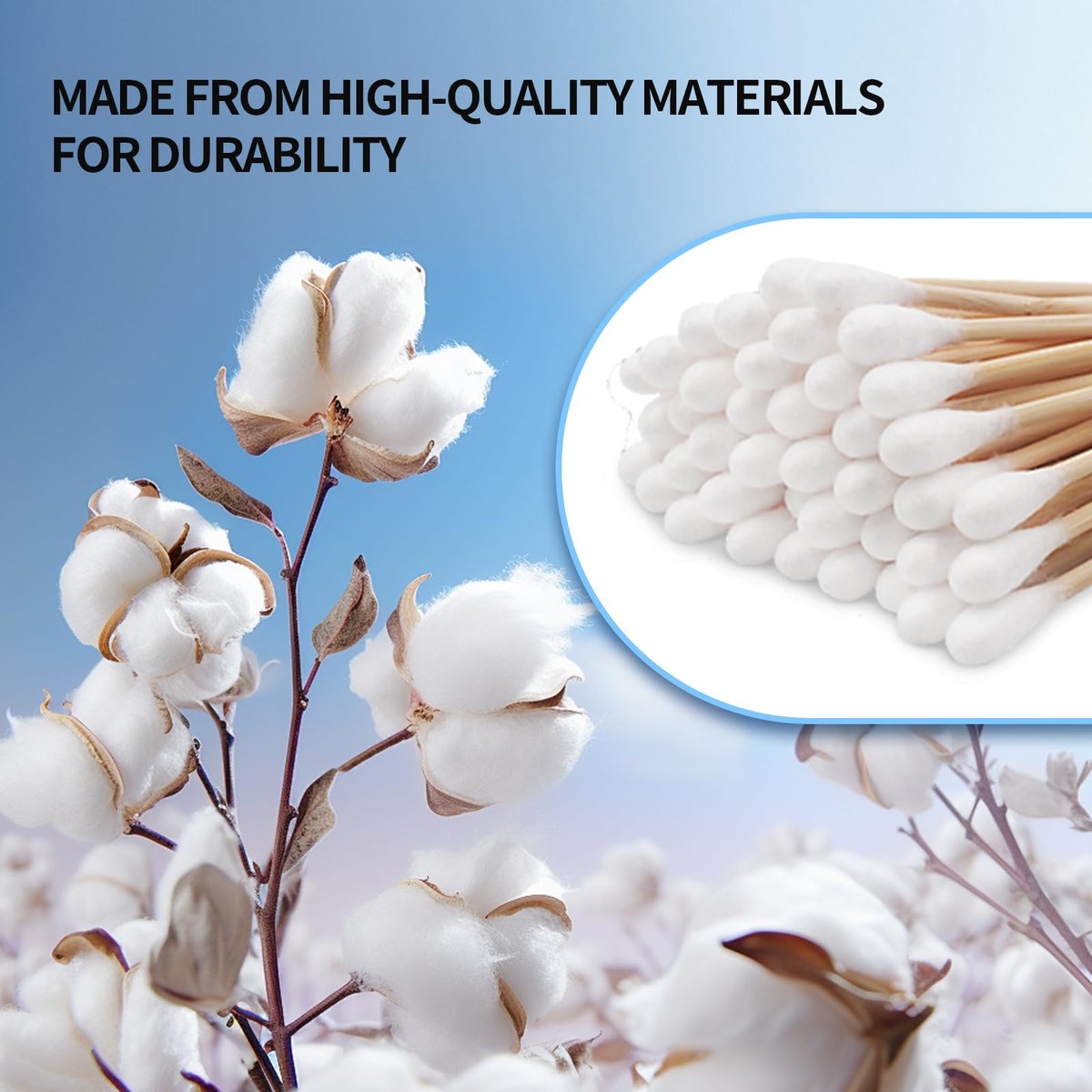 10-Inch Long Cotton Swabs (100-Pack) | Large 1/2 Inch Diameter Cotton Tipped Applicators for Cleaning Avelisse