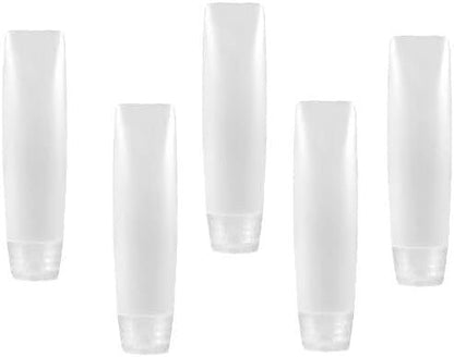 GANPUB 5-Pack White 1 oz Travel Bottles – Empty Refillable Toothpaste Tubes & Pump Dispensers (10 x 2.7 cm)