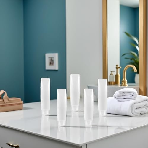 GANPUB 5-Pack White 1 oz Travel Bottles – Empty Refillable Toothpaste Tubes & Pump Dispensers (10 x 2.7 cm) - görsel 4