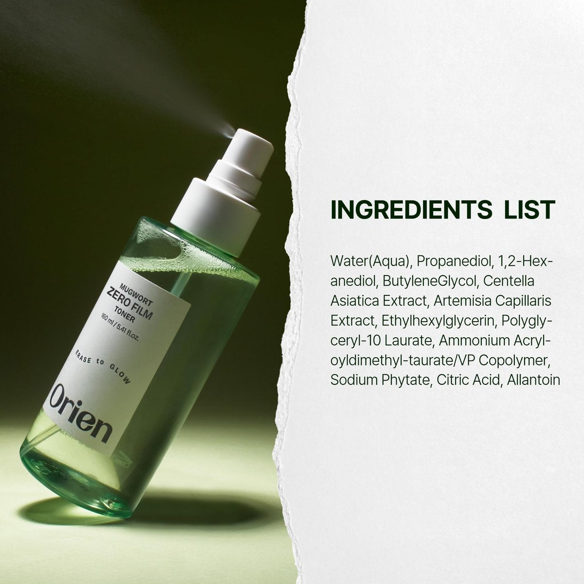 Orien Mugwort Zero Film Toner 5.41 fl.oz. (160ml) – pH5.5 Calming, Soothing, Hydrating Spray Toner - görsel 15