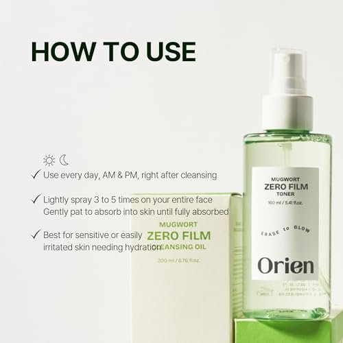 Orien Mugwort Zero Film Toner 5.41 fl.oz. (160ml) – pH5.5 Calming, Soothing, Hydrating Spray Toner - görsel 14