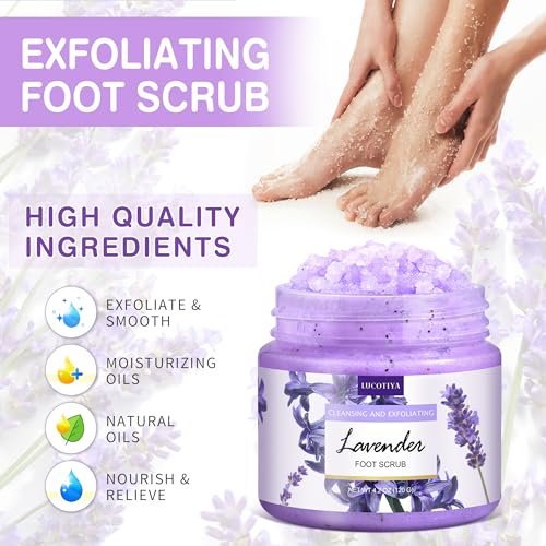 Lavender Foot Soak Set - Salt Soak, Foot File, Scrub & Urea Cream Pedicure Supplies for Dry, Cracked Feet - Women's Spa Kit Avelisse