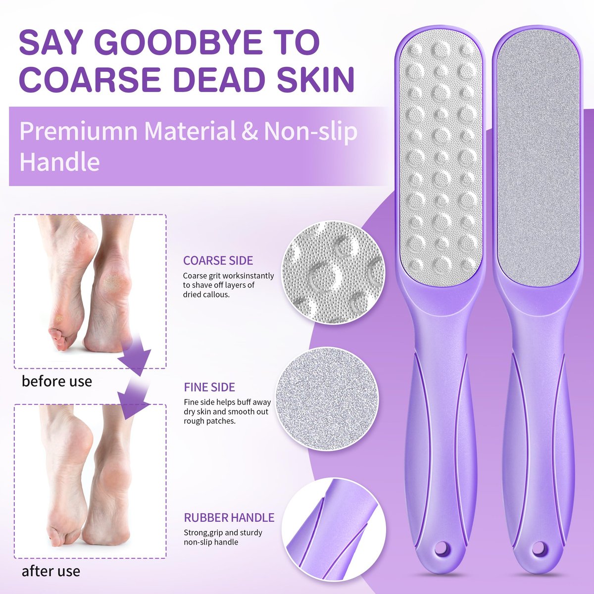 Lavender Foot Soak Set - Salt Soak, Foot File, Scrub & Urea Cream Pedicure Supplies for Dry, Cracked Feet - Women's Spa Kit Avelisse