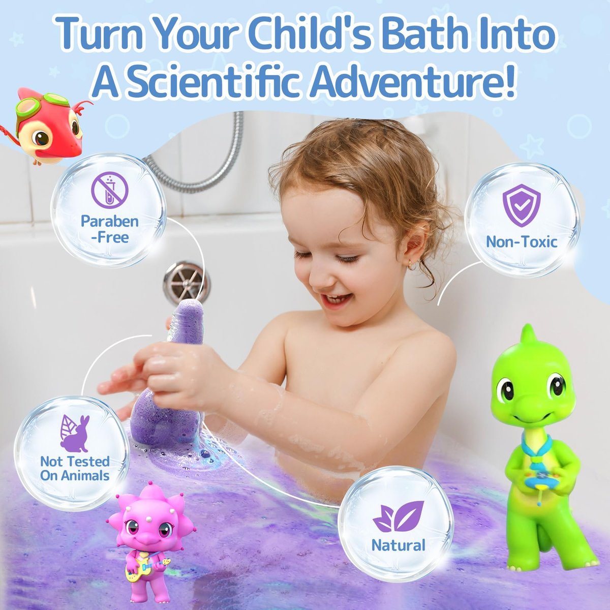 SWCANDY Bath Toys Kids Bath Bomb Potion - 6 Pack Nontoxic Colorful Bubble Foam Magical Fizzes Eruption for Ages 4-8 Boys Girls Toddlers - görsel 9