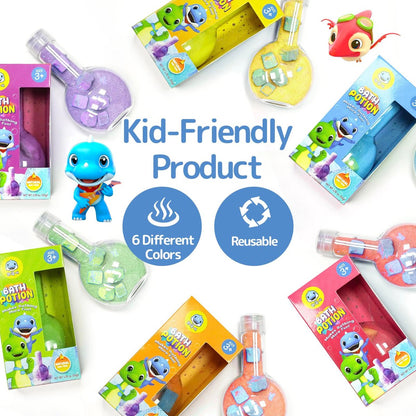 SWCANDY Bath Toys Kids Bath Bomb Potion - 6 Pack Nontoxic Colorful Bubble Foam Magical Fizzes Eruption for Ages 4-8 Boys Girls Toddlers