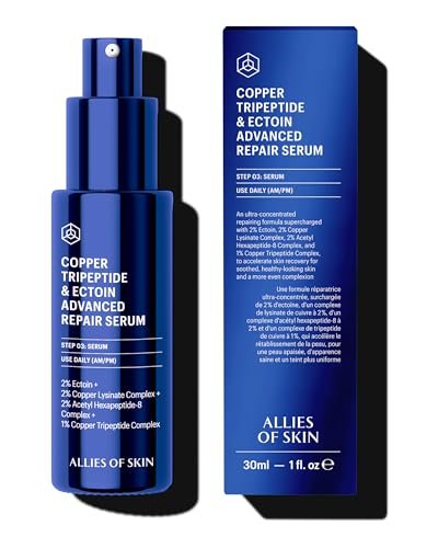 Allies of Skin Copper Tripeptide & Ectoin Advanced Repair Face Serum | Hydrating Moisturizer for Dry Skin | Anti Aging Skincare with Peptides | Treat Fine Lines & Wrinkles (1 Fl. oz) Avelisse