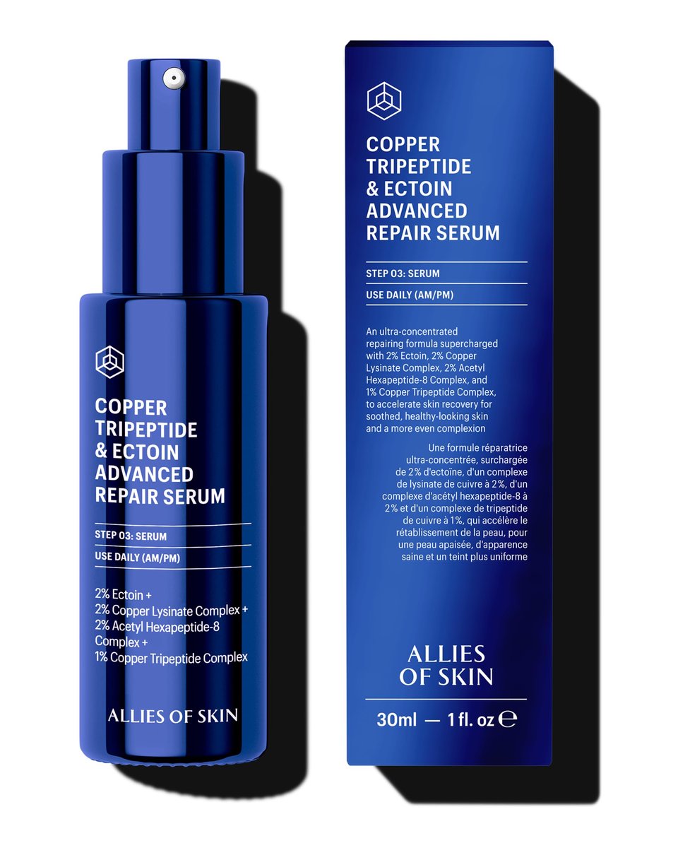 Allies of Skin Copper Tripeptide & Ectoin Advanced Repair Face Serum | Hydrating Moisturizer for Dry Skin | Anti Aging Skincare with Peptides | Treat Fine Lines & Wrinkles (1 Fl. oz) Avelisse