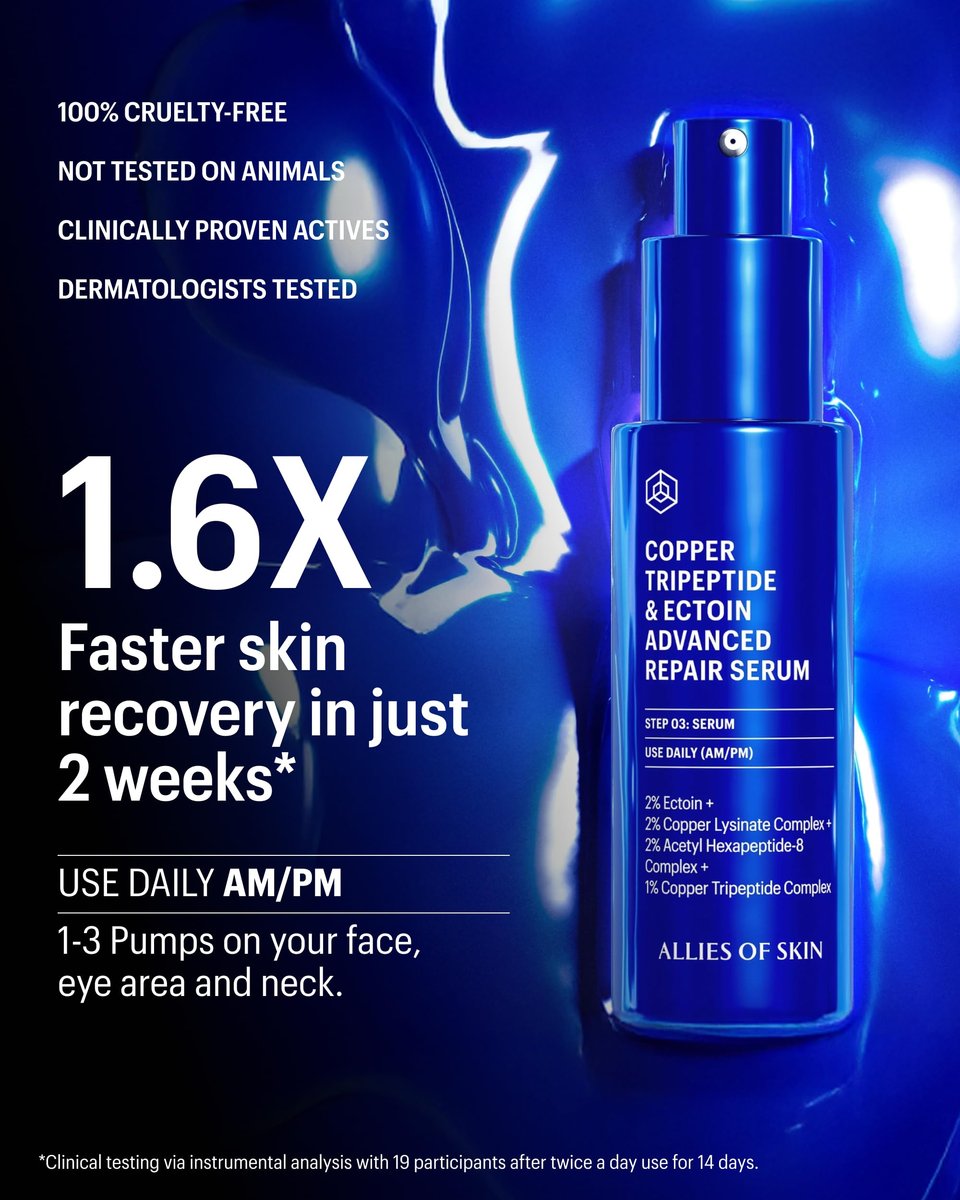 Allies of Skin Copper Tripeptide & Ectoin Advanced Repair Face Serum | Hydrating Moisturizer for Dry Skin | Anti Aging Skincare with Peptides | Treat Fine Lines & Wrinkles (1 Fl. oz) Avelisse