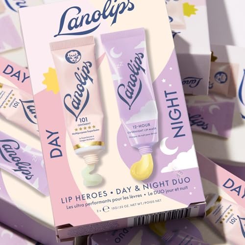 Lanolips 101 Ointment Lip Balm & Overnight Lip Mask Duo - Complete Day to Night Lip Care with Pure Lanolin Oil, 2 Count Avelisse