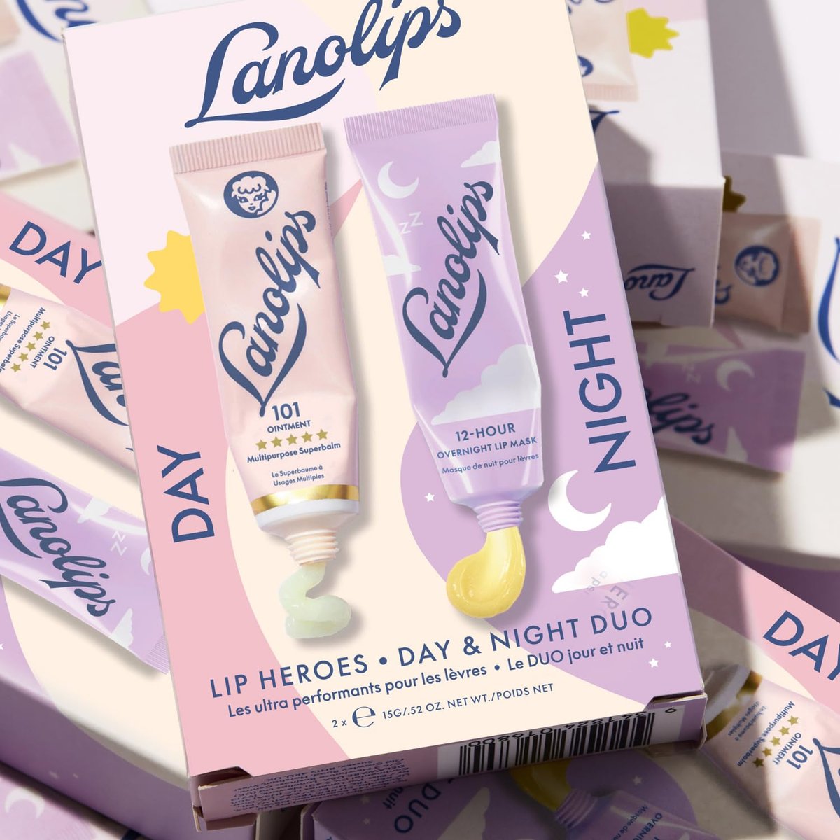 Lanolips 101 Ointment Lip Balm & Overnight Lip Mask Duo - Complete Day to Night Lip Care with Pure Lanolin Oil, 2 Count Avelisse