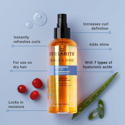 CURLSMITH Shake & Shine Curl Refreshing Spray for Dry Hair - Vegan & Cruelty Free (6.6 oz) Avelisse
