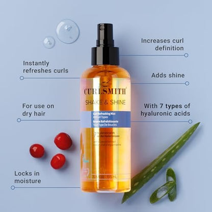 CURLSMITH Shake & Shine Curl Refreshing Spray for Dry Hair - Vegan & Cruelty Free (6.6 oz) Avelisse