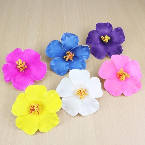 Aacehlh 6pcs Hawaiian Flower Hair Clips - 3.94 Inch Plumeria Hibiscus Hair Barrettes for Hawaii Tropical Party Decorations, Luau Party Supplies, Bridal Wedding - görsel 10