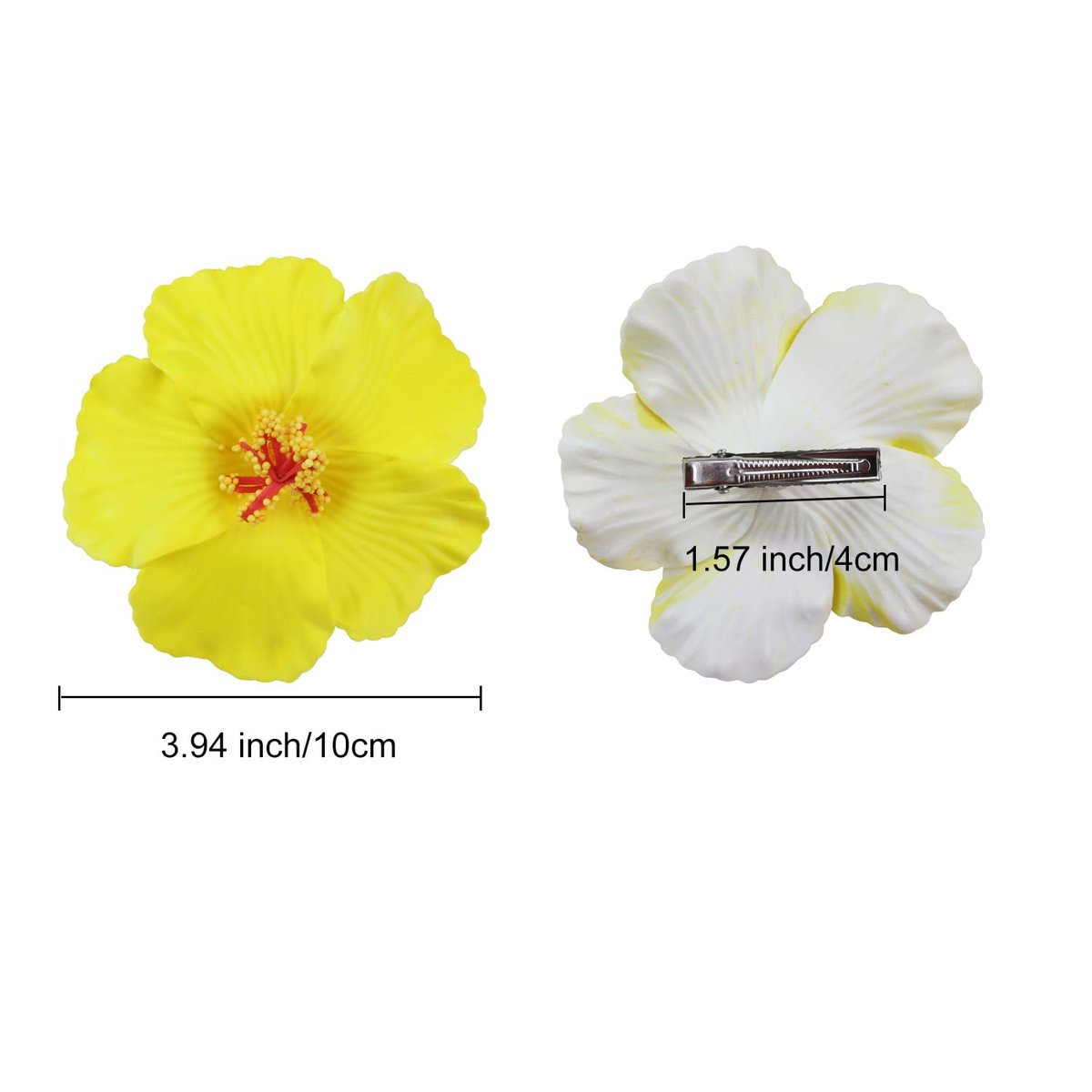 Aacehlh 6pcs Hawaiian Flower Hair Clips - 3.94 Inch Plumeria Hibiscus Hair Barrettes for Hawaii Tropical Party Decorations, Luau Party Supplies, Bridal Wedding - görsel 3